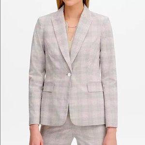 Calvin Klein Plaid Matching Ankle Pants & Single-Button Blazer